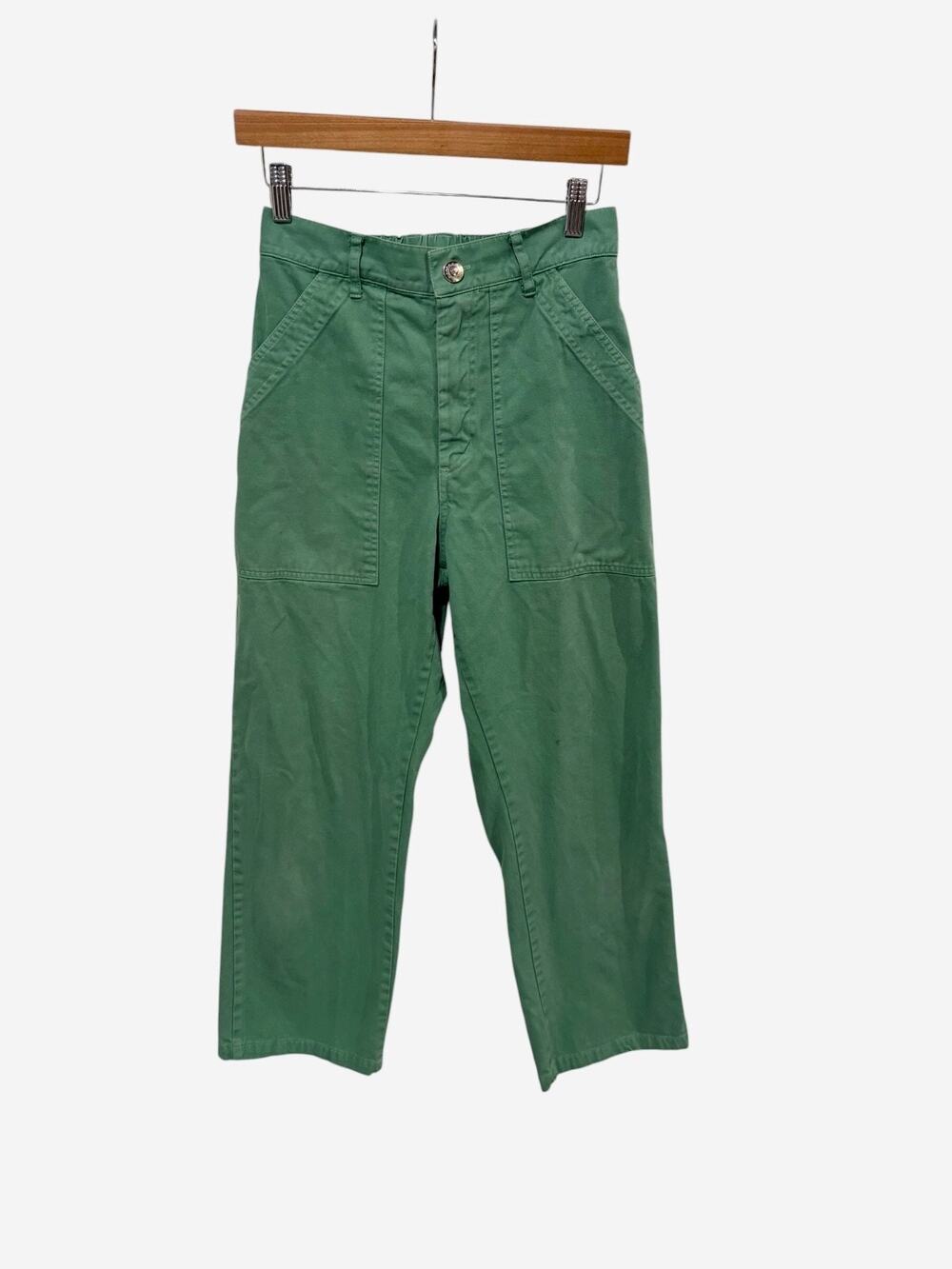 Big Bug Press Work Pants Women's Small Green High Rise Cotton Twill